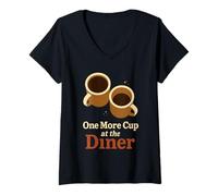 Donna Midnight Diner insegna al Neon Coffee Pancakes Highway Gift Maglietta con Collo a V