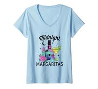 Donna Midnight Margaritas Funny Magical Cocktails Camicie Maglietta con Collo a V