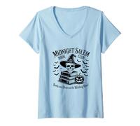Donna Midnight Salem Book Club Books Scopa Witching Hour Maglietta con Collo a V