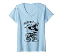 Donna Midnight Salem Book Club Leggi tra Le Linee del Buio Maglietta con Collo a V