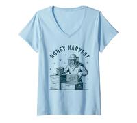 Donna Miele Raccolta Apicoltore Apiary Farming Bee Life Maglietta con Collo a V