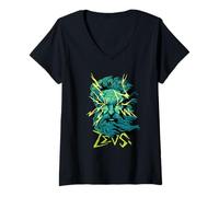 Donna Mighty Zeus Lightning Dio Graphic Art Maglietta con Collo a V
