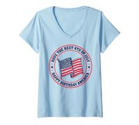 Donna Miglior 4 luglio - Happy Birthday America Maglietta con Collo a V