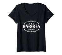 Donna Miglior Barista Del Mundo Barman Maglietta con Collo a V