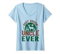 Donna Miglior Buckin' Uncle Ever Cacciatore di Caccia ai Cervi Maglietta con Collo a V
