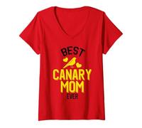 Donna Miglior Canary Mom Ever Maglietta con Collo a V