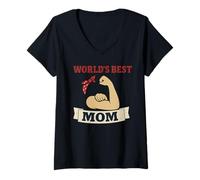 Donna Miglior Mamma del Mondo Rosie the Riveter Retro Femminista Maglietta con Collo a V