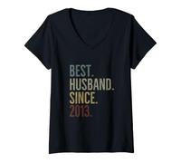 Donna Miglior Marito dal 2013 Epic Couple Wedding Anniversary Maglietta con Collo a V