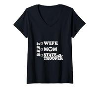 Donna Miglior Moglie, Mamma e Poliziotto statale Forze dell'ordine opere d'Arte Maglietta con Collo a V