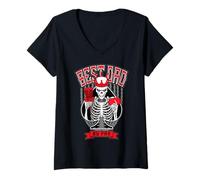 Donna Miglior papà di Par Disc Golf Ace of Spades Gothic Skull King Maglietta con Collo a V