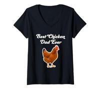 Donna Miglior papà di Pollo di Sempre - Rhode Island Red Chicken Maglietta con Collo a V