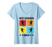 Donna Miglior Samurai papà Samurai Ninja Giapponese Guerrieri Giapponesi Maglietta con Collo a V