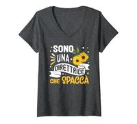 Donna Migliore Direttrice Sono Una Direttrice Che Spacca Divertent Maglietta con Collo a V, Grigio Scuro, M