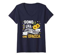Donna Migliore Direttrice Sono Una Direttrice Che Spacca Divertent Maglietta con Collo a V, Navy, S