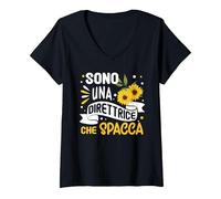 Donna Migliore Direttrice Sono Una Direttrice Che Spacca Divertent Maglietta con Collo a V, Nero, M