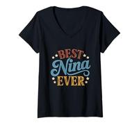Donna Migliori Nina Mai retrò Vintage Tramonto Ispanico Nonna Maglietta con Collo a V