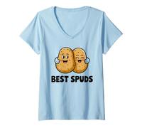 Donna Migliori Spuds Abbracciare Carino Patate Amici Maglietta con Collo a V