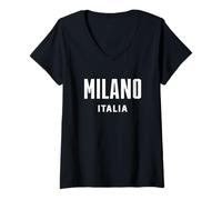 Donna Milano Italia Maglietta con Collo a V