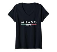 Donna Milano Italia Minimalista Maglietta con Collo a V