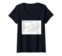 Donna Milano Metropolitana Travel Art Maglietta con Collo a V