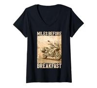 Donna Miles Before Breakfast Moto Adventure Design Maglietta con Collo a V