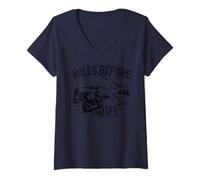 Donna Miles Before WiFi Moto Camping Design Maglietta con Collo a V
