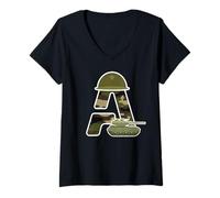 Donna Militare Camouflage Alphabet: un militare ragazzo e ragazza serbatoio Maglietta con Collo a V