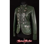 Donna Militare Parata scuro verde slavato di marca ROCK pelle d'agnello giacca