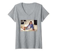 Donna Milla Jovovich Quinto Elemento Resident Evil Michael Grecco Maglietta con Collo a V