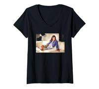 Donna Milla Jovovich Resident Evil Quinto Elemento Michael Grecco Maglietta con Collo a V