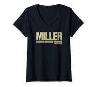 Donna Miller Nome Cognome Retro Vintage Compleanno Maglietta con Collo a V