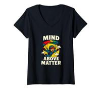 Donna Mind Above Matter - Divertente Design con Citazione di Paracadutismo Maglietta con Collo a V