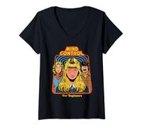 Donna Mind Control Sarcastic Retro Vintage Funny Adult Humor Maglietta con Collo a V