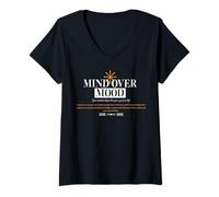 Donna Mind Over Mood - Tipografia Urbana Streetwear Maglietta con Collo a V