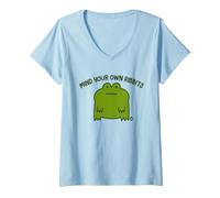 Donna Mind Your Own Ribbits Frog Maglietta con Collo a V