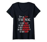 Donna Mindful Speech Acronym True Helpful Inspiring Kind Graphic Maglietta con Collo a V