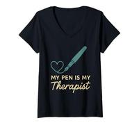 Donna Mindfulness Journaling Cura di sé Terapia del Benessere mentale Maglietta con Collo a V