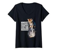 Donna Mindset Shapes Everything Cat to Tiger riflessione Maglietta con Collo a V