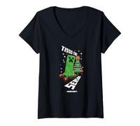 Donna Minecraft Christmas Tisss The Season! Creeper & Holiday Tree Maglietta con Collo a V