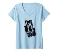 Donna Minecraft Dungeons 2 Monochrome Brushstroke Art Creeper Maglietta con Collo a V