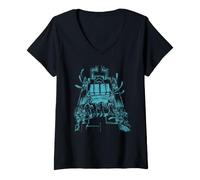 Donna Minecraft Dungeons 2 Twisted Warden Deep Dark Blue Glow Maglietta con Collo a V