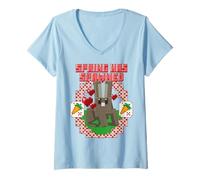 Donna Minecraft Easter Spring Has Spawned Bunny Rabbit And Carrots Maglietta con Collo a V