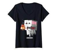 Donna Minecraft Halloween Ghast X-Ray Skeleton Anatomy Maglietta con Collo a V