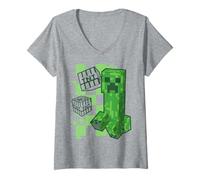 Donna Minecraft KA-Boom! Creeper And TNT Pixel Art Maglietta con Collo a V