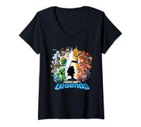 Donna Minecraft Legends Time To Be A Hero Epic Poster Maglietta con Collo a V