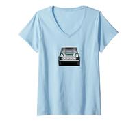 Donna Mini Auto Sportiva Britannica Verde Maglietta con Collo a V