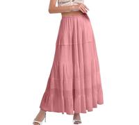 Donna Mini Bianco Fluente Maxi Gonne Boho Estate Elastico Vita Pieghettato A Linea Gonna Lunga Per Le Signore Fiori Corti, Colore: rosa., S