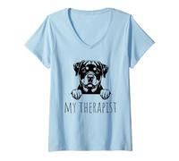 Donna Miniature Schnauzer Funny Dog Owner Maglietta con Collo a V