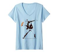 Donna Minimal Sandwich Toss Meme Satira per Foodie Umorismo Maglietta con Collo a V