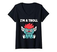 Donna Minimalist Fantasy Creature Monster Simple I'm a Troll Maglietta con Collo a V